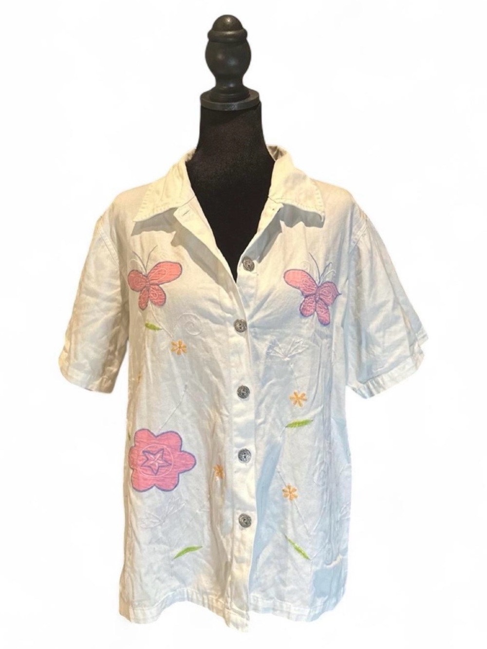 Vintage Adrian Delafield Grandmacore Embroidered Button Up